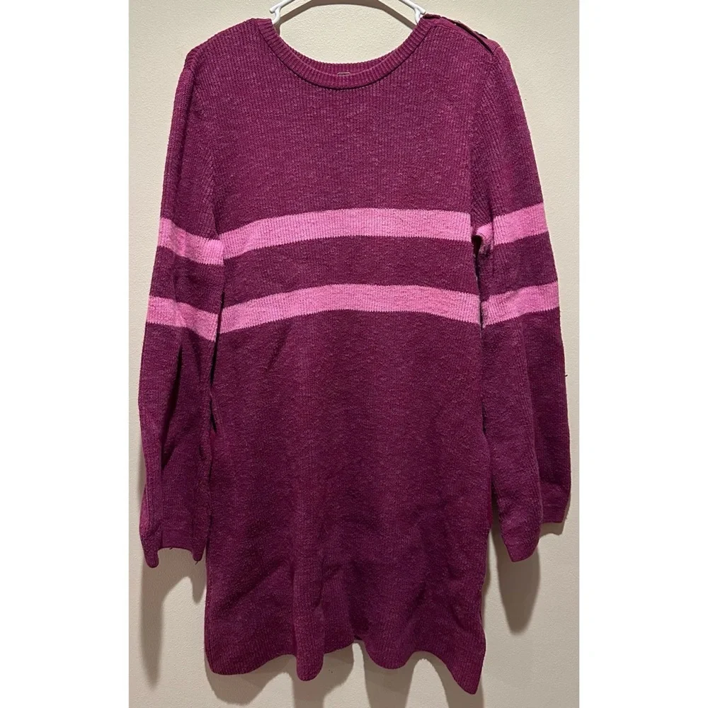 Free People On Your Team Sweater Mini Dress Size XS - Purple/Pink